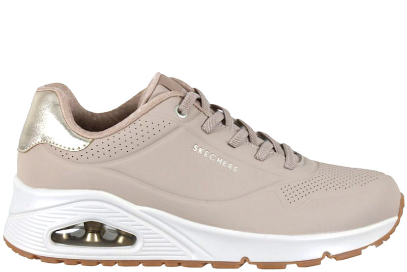 SKECHERS UNO SHIMMER AWAY NUDE SNEAKER