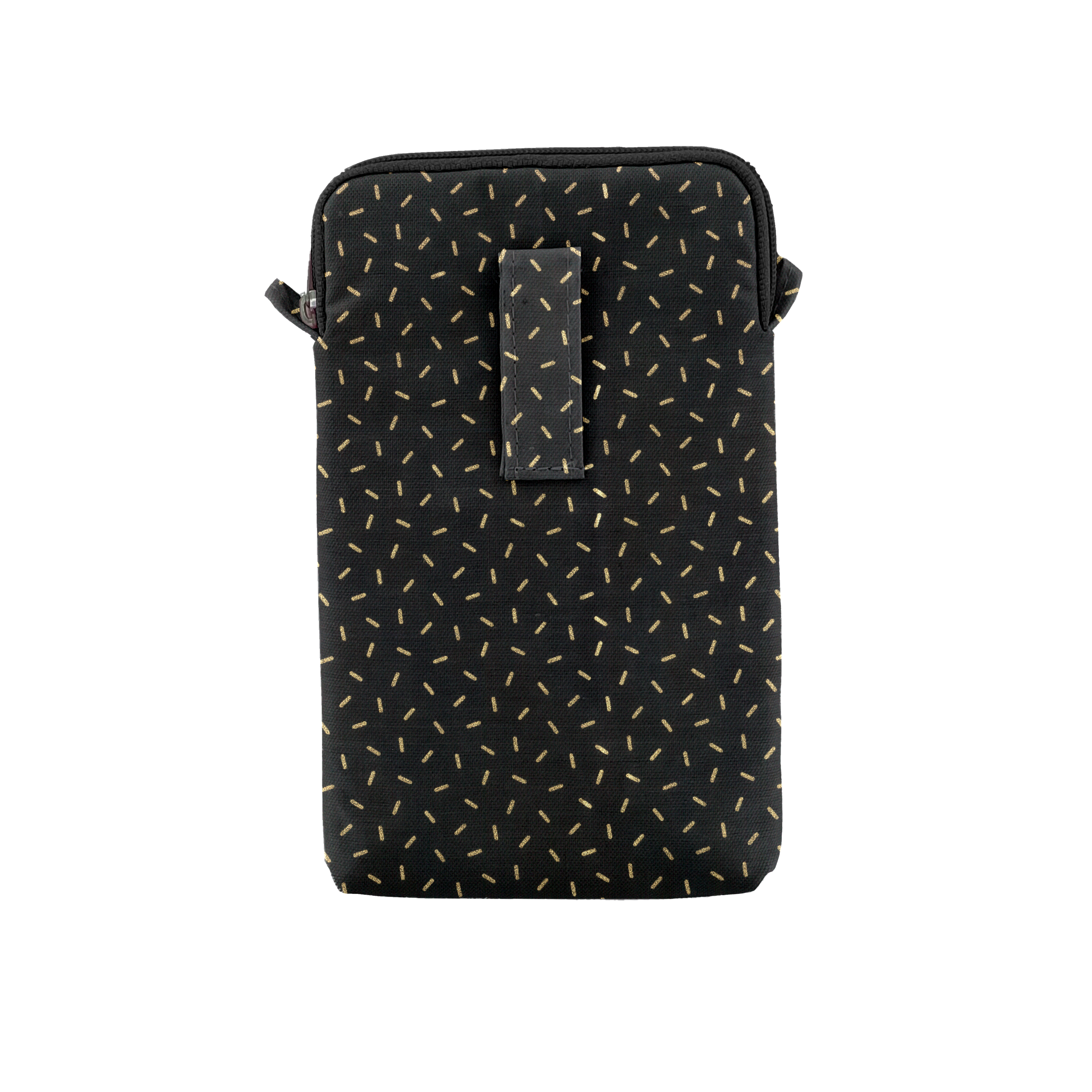 Pochette Téléphone Matelassée Paille Dorée Noir
