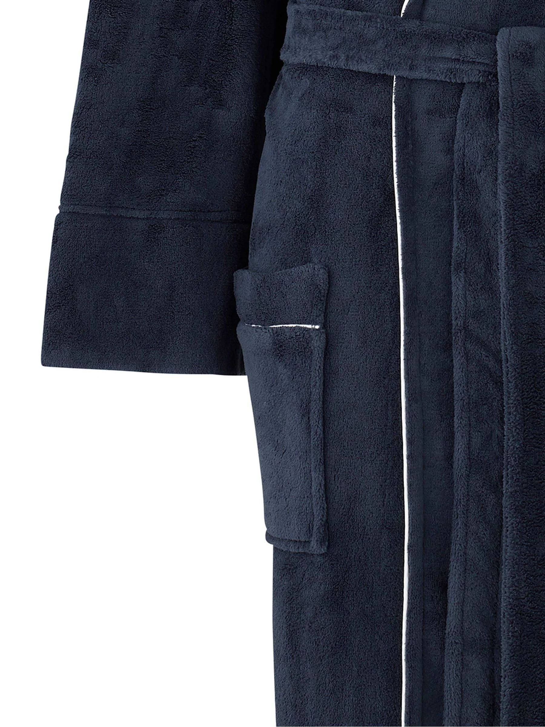 Savile Row Company - Blauwe fleece badjas met biezen