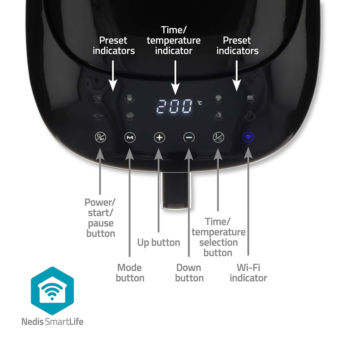 Nedis kaaf180bkw smartlife heteluchtfriteuse - zwart