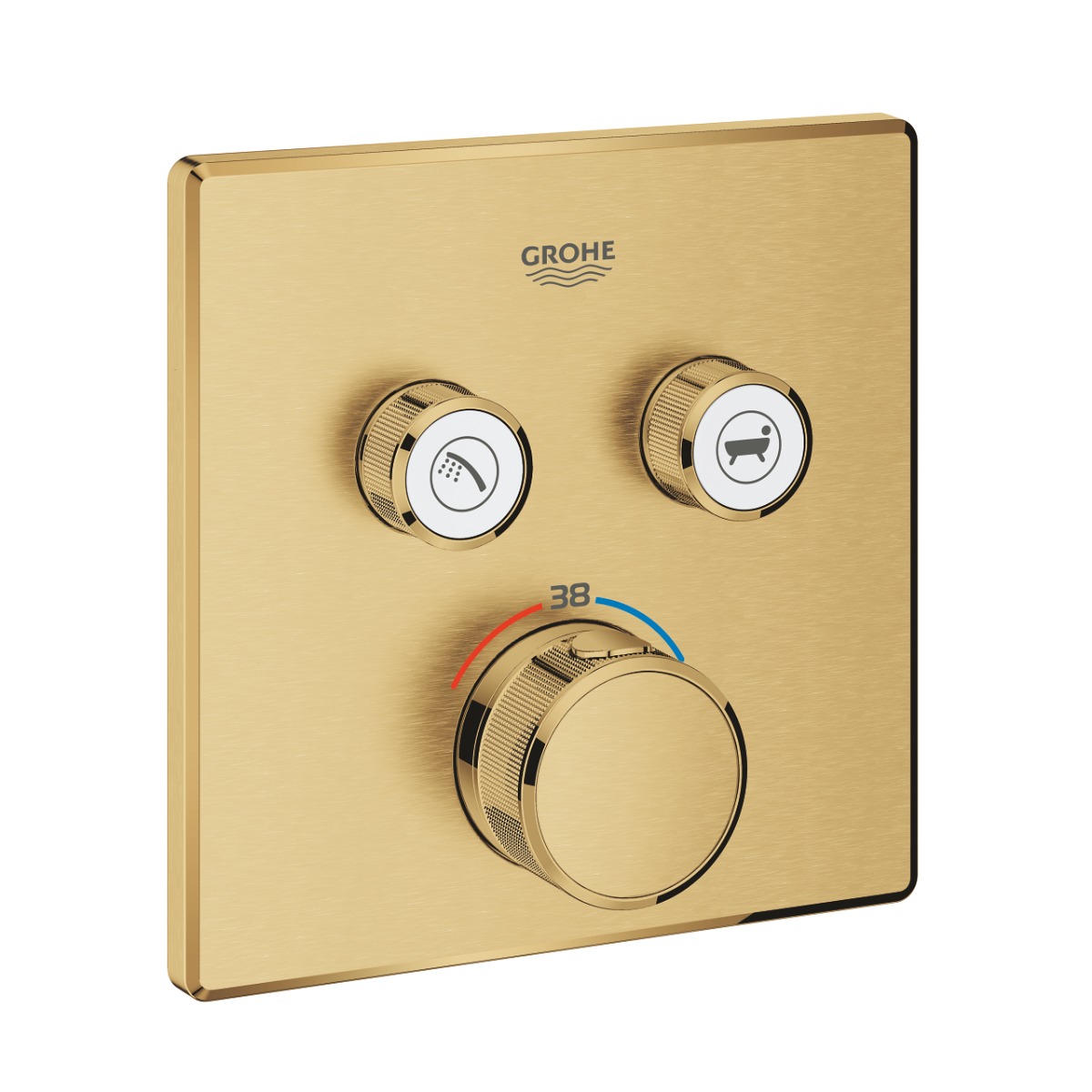 Grohe Grohtherm SmartControl douchethermostaat met omstel 2-weg vierkant brushed cool sunrise