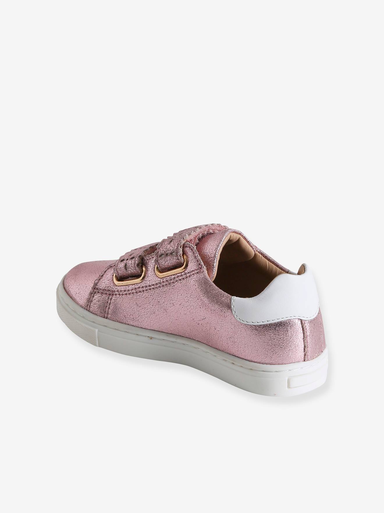 Tênis de couro com fecho de velcro para meninas, modelo especial Autonomia Light Metallic Yellow