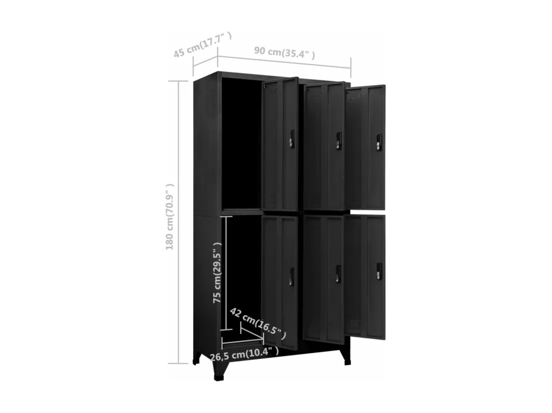 Armoire à casiers Anthracite 90x45x180 cm Acier