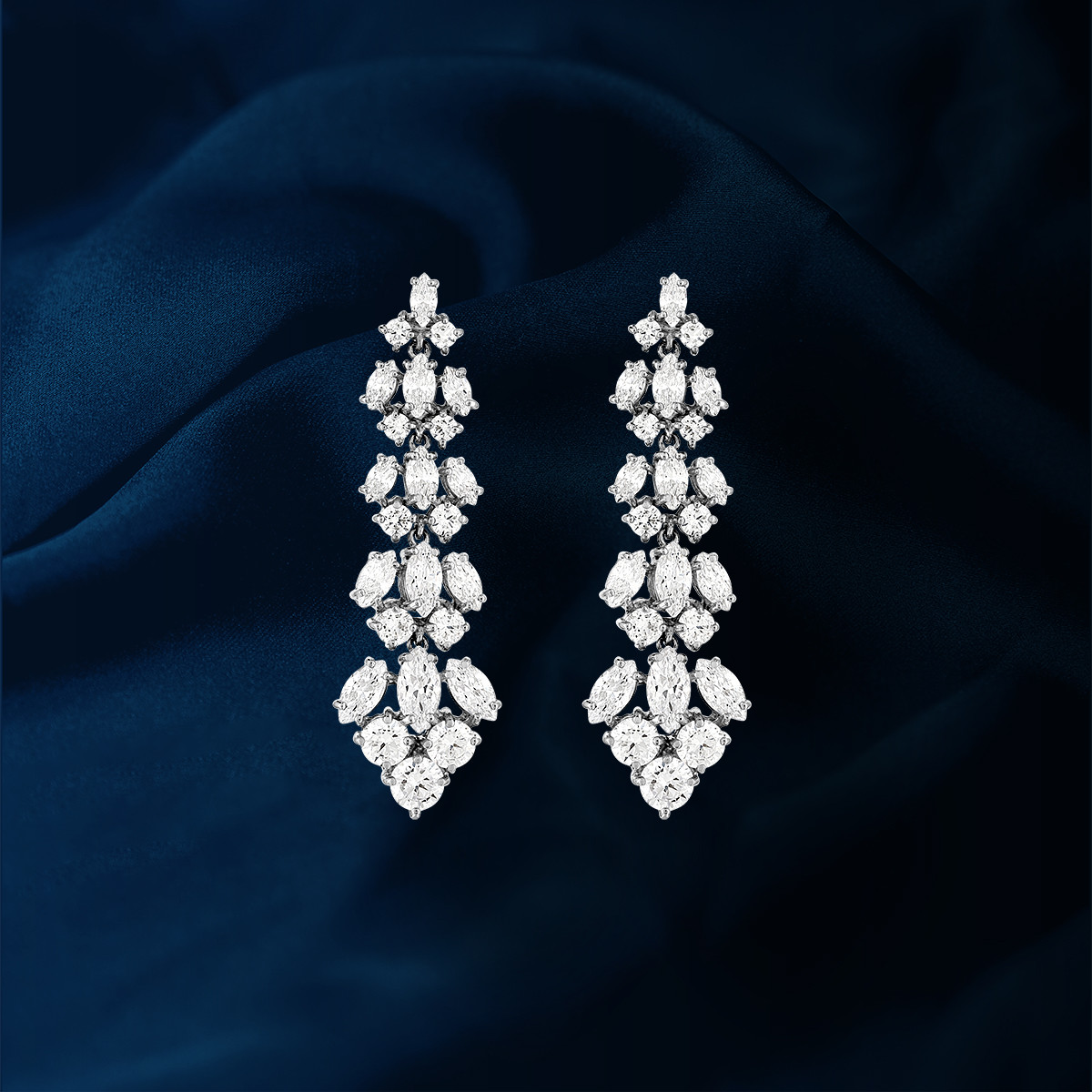 Boucles d'oreilles pendants argent 925 zirconias.