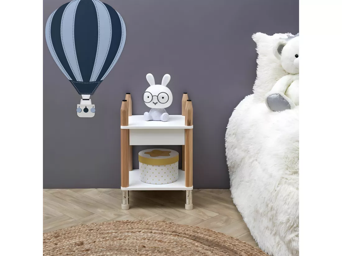 LAPIS - Chevet Blanc pour Enfant Base Crayons