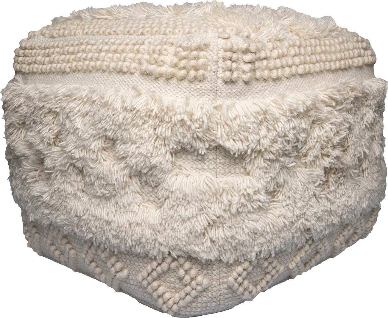 Kayoom Pouf »Bohist 125 50cm x 50cm,   Strukturen mit Fransen und Quasten« 1 Stk. tlg. handgefertigt, Unikat, sehr gut kombinierbar, vielfältig im Einsatz