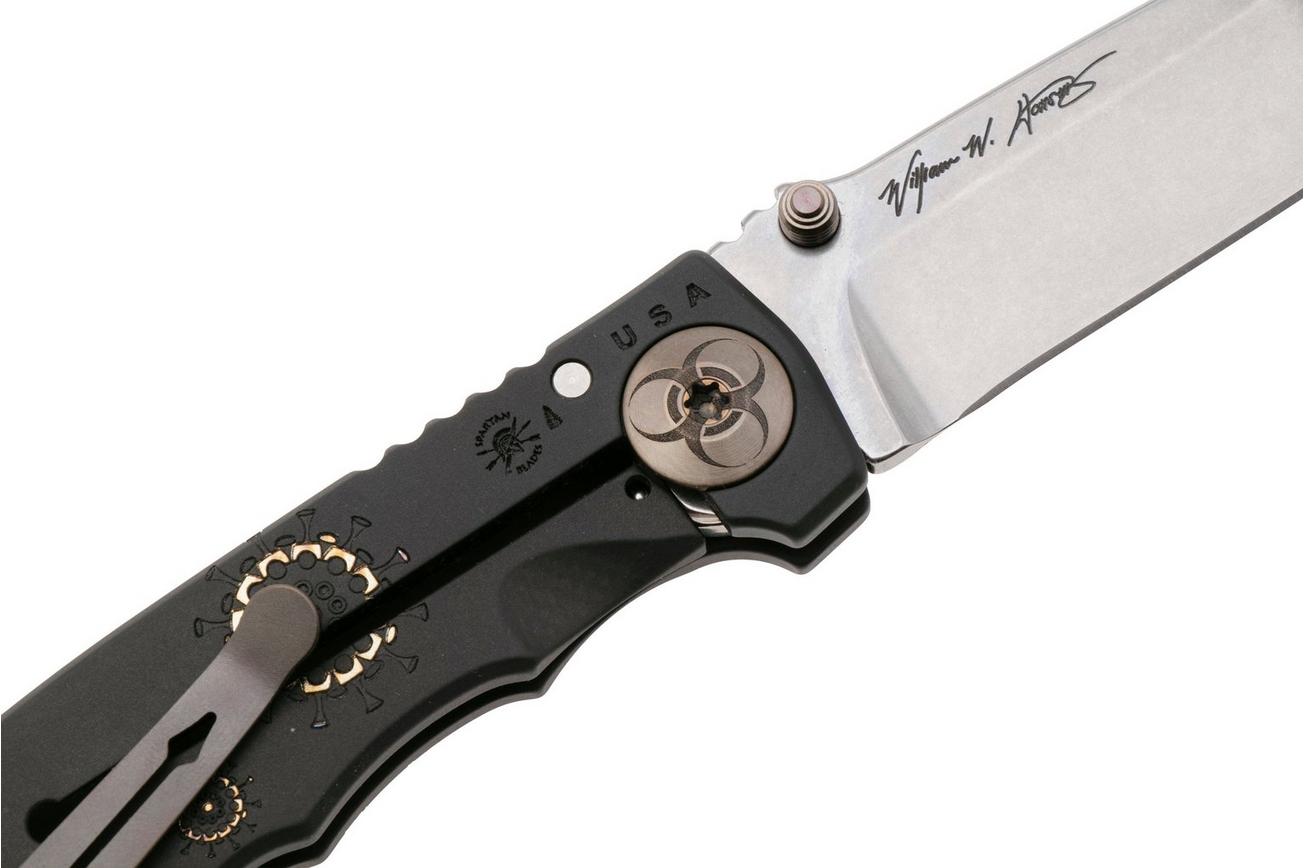 Spartan Harsey Folder 3.25 SF10C-BL-PL, Stonewashed CPM MagnaCut, Plague Doctor Black/Bronze Anodized Titanium zakmes