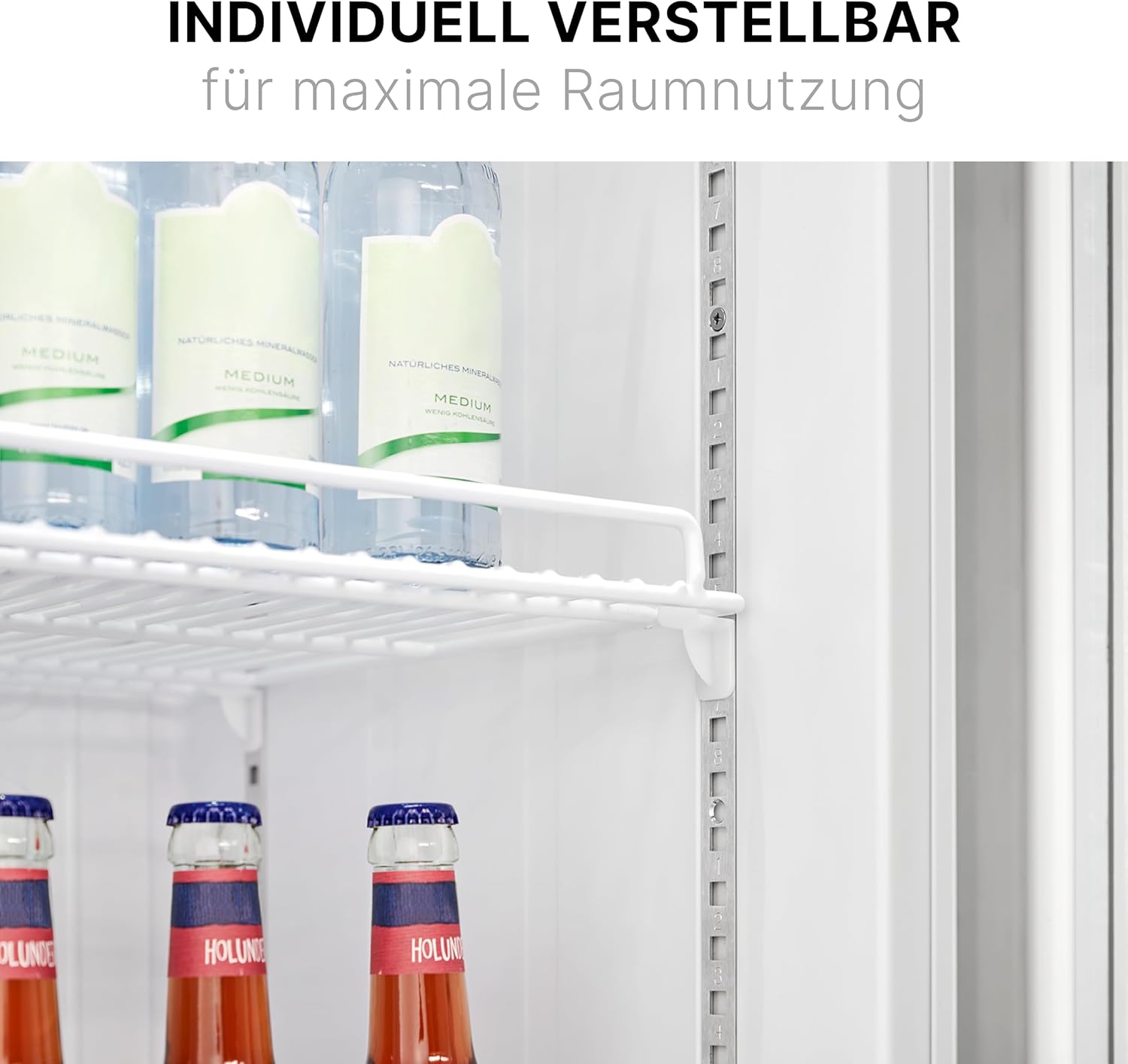 Bomann® Kühlschrank mit Glastür | Getränkekühlschrank abschließbar | 6 höhenverstellbare Ablagen | 30kg je Ablage | 347 Liter | Kühlschrank groß | Flaschenkühlschrank m. LED-Licht | KSG 7351 weiß