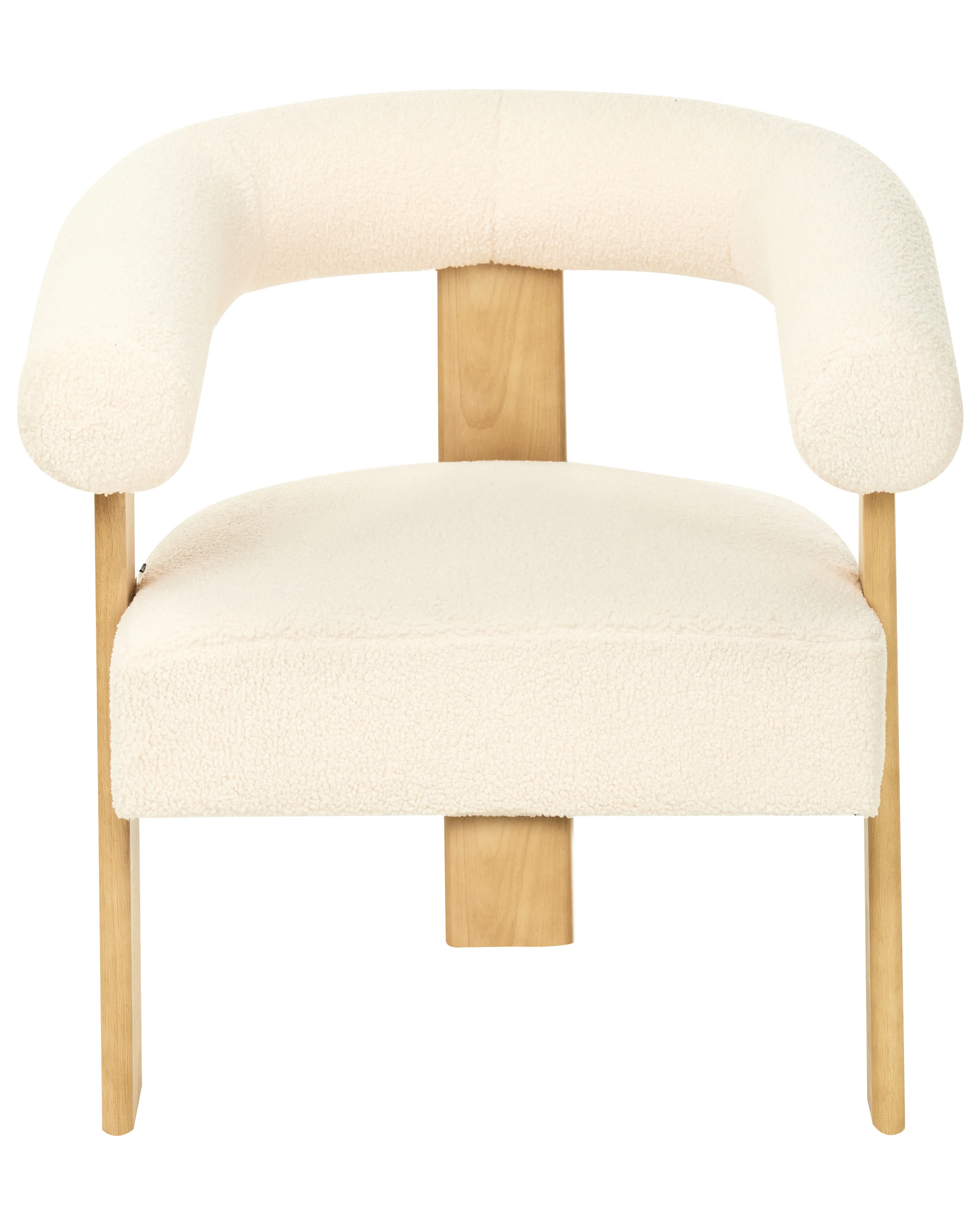 Fauteuil ILBRO Bouclé Gebroken wit/lichtbruin