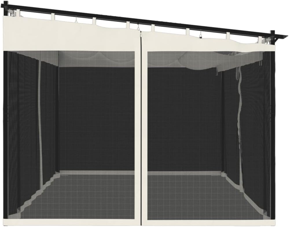 Pavillon mit Netzwänden Creme 4x3 m Stahl