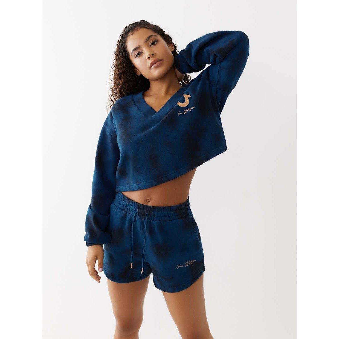 True Religion TR Foil Logo V Neck Pullover Womens