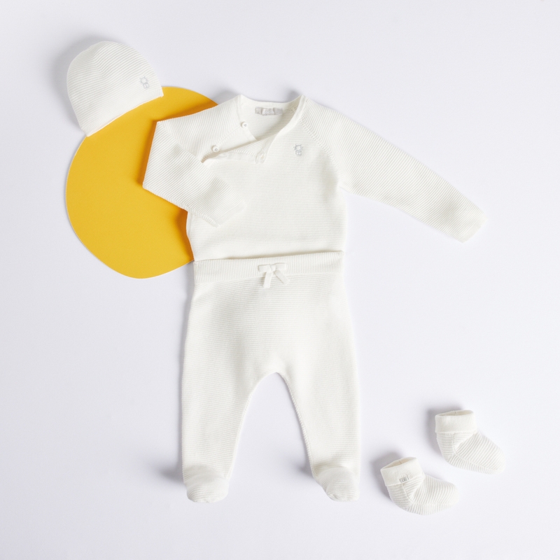 Chaussettes côtelées à revers blanches naissance