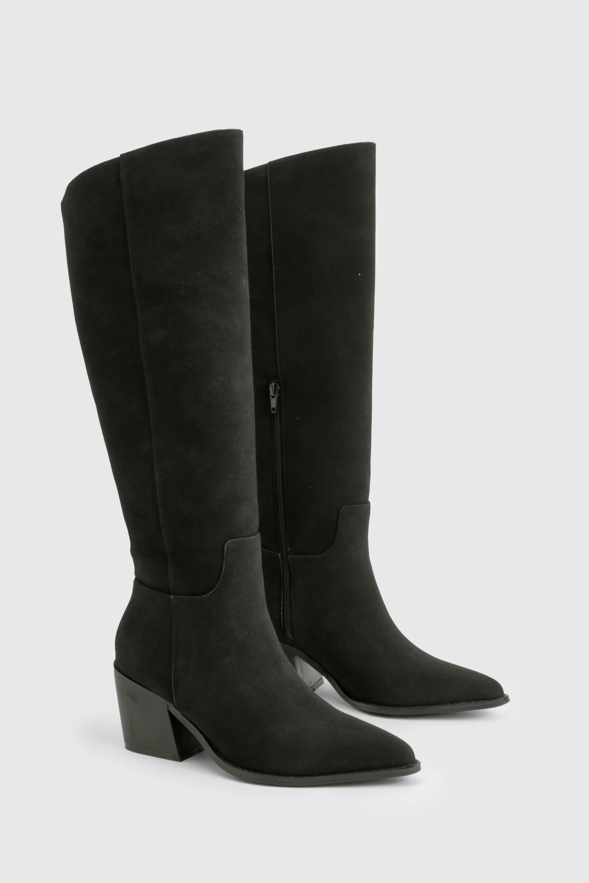 boohoo Bottes de cowboy western en nubuck à coupe large