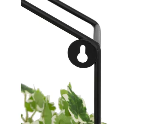 Plantes artificielles dans un support en métal Noir à suspendre H 35 cm