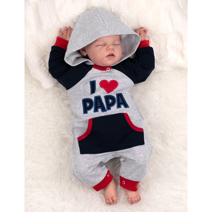 Baby Sweets Overall I love Mama & Papa grau navy