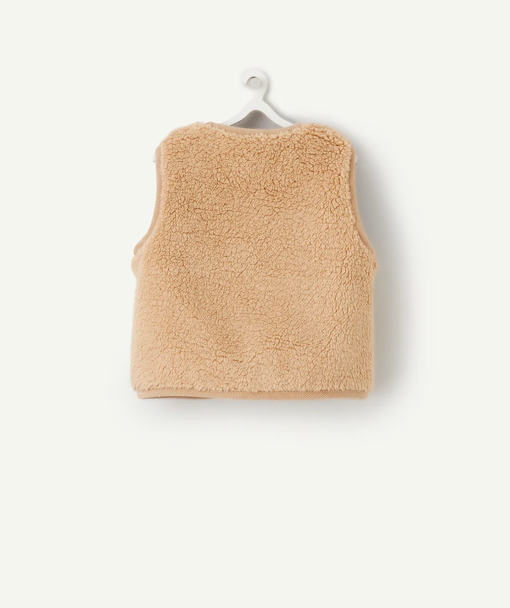 CARDIGAN SANS MANCHES BÉBÉ GARÇON À CARREAUX DOUBLÉ SHERPA