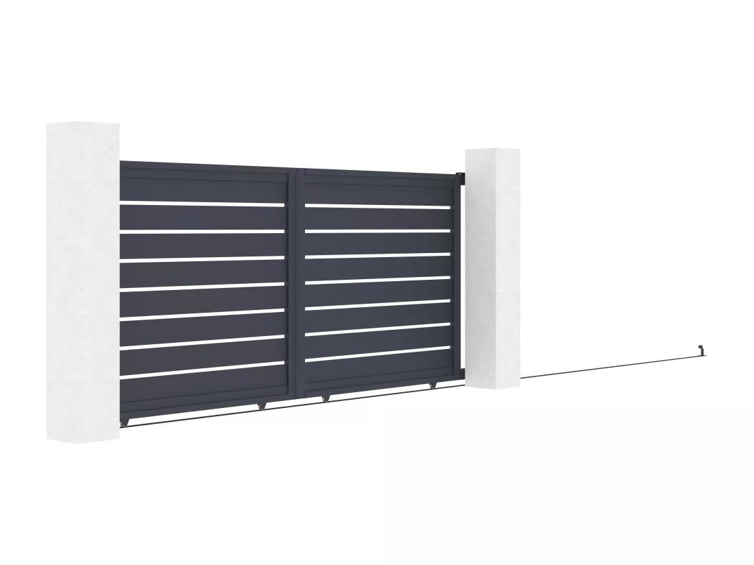 Portail coulissant aluminium ajouré L374 x H165 cm anthracite - PRIMO