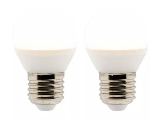 Lot de 2 ampoules LED sphériques E27 5W - Blanc chaud - 400lm 2700K - Zenitech