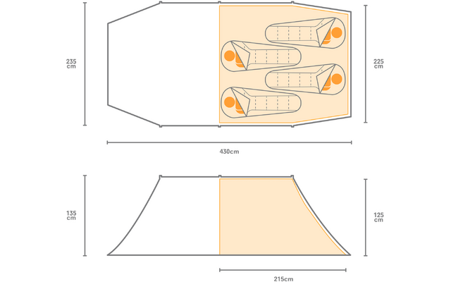 Regatta Montegra  Tunnelzelt 430 x 235 x 135 cm für 4 Personen