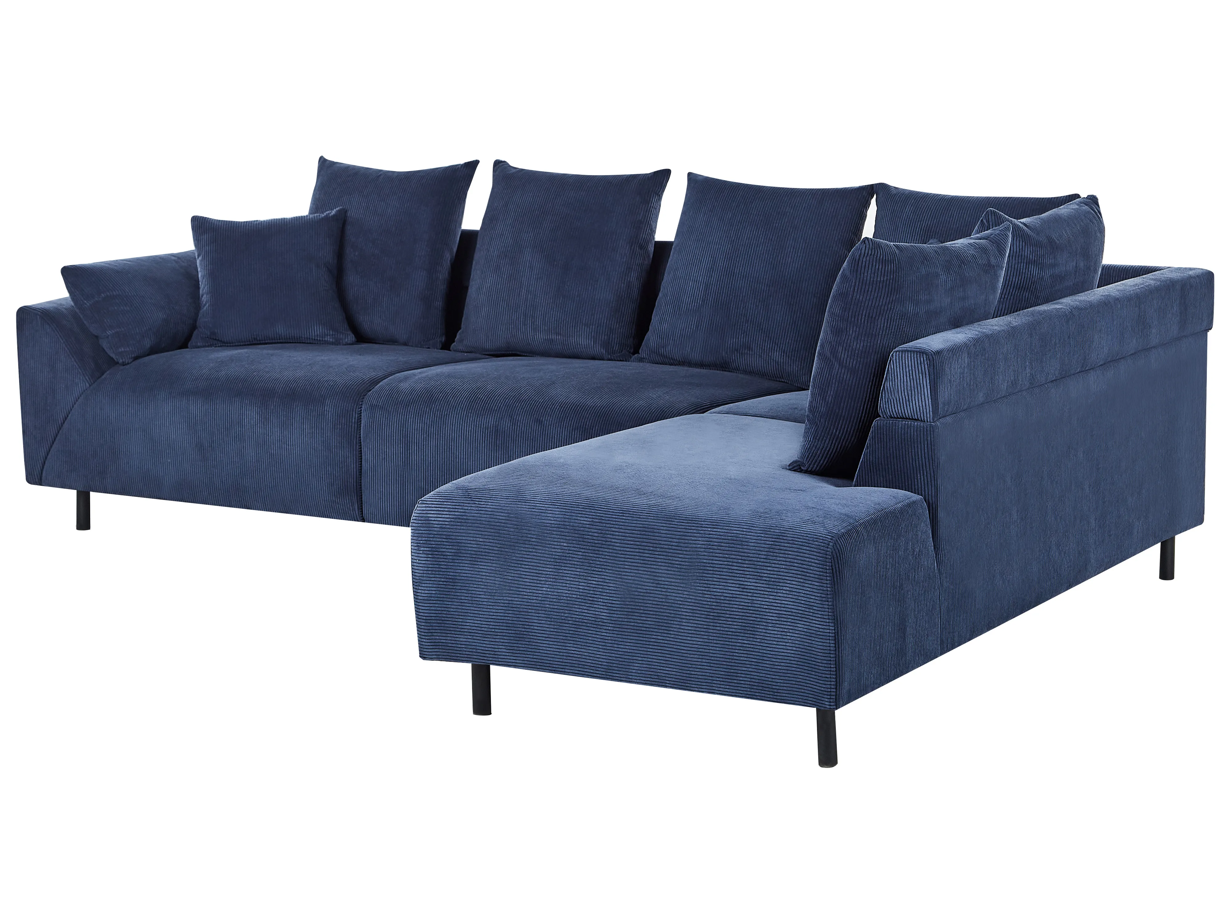 Hoekbank 4-zits LUNNER Corduroy Donkerblauw linkszijdig