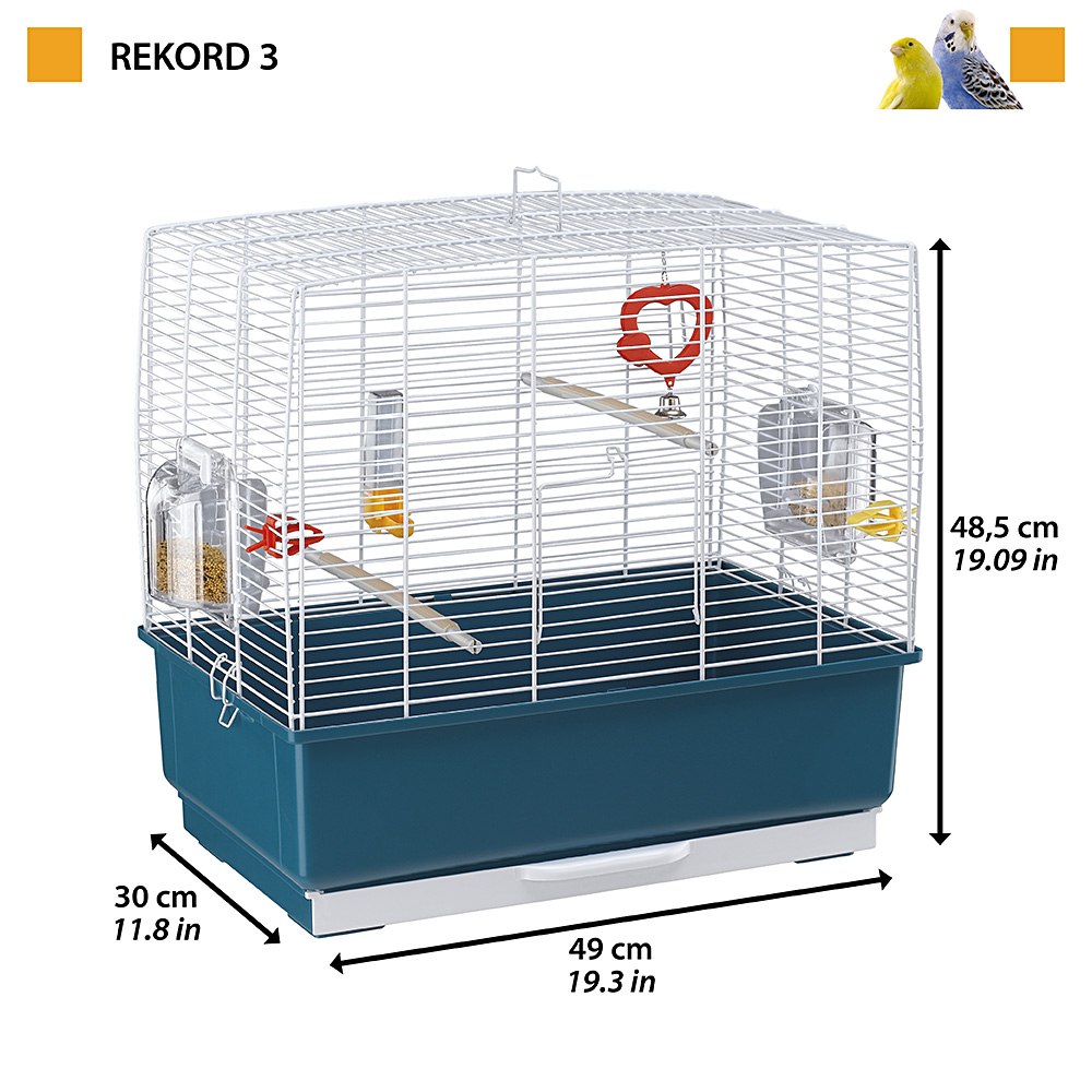 Ferplast cage rectangulaire pour oiseaux exotiques et canaris rekord 3, livrée avec accessoires et mangeoire tournante, métal