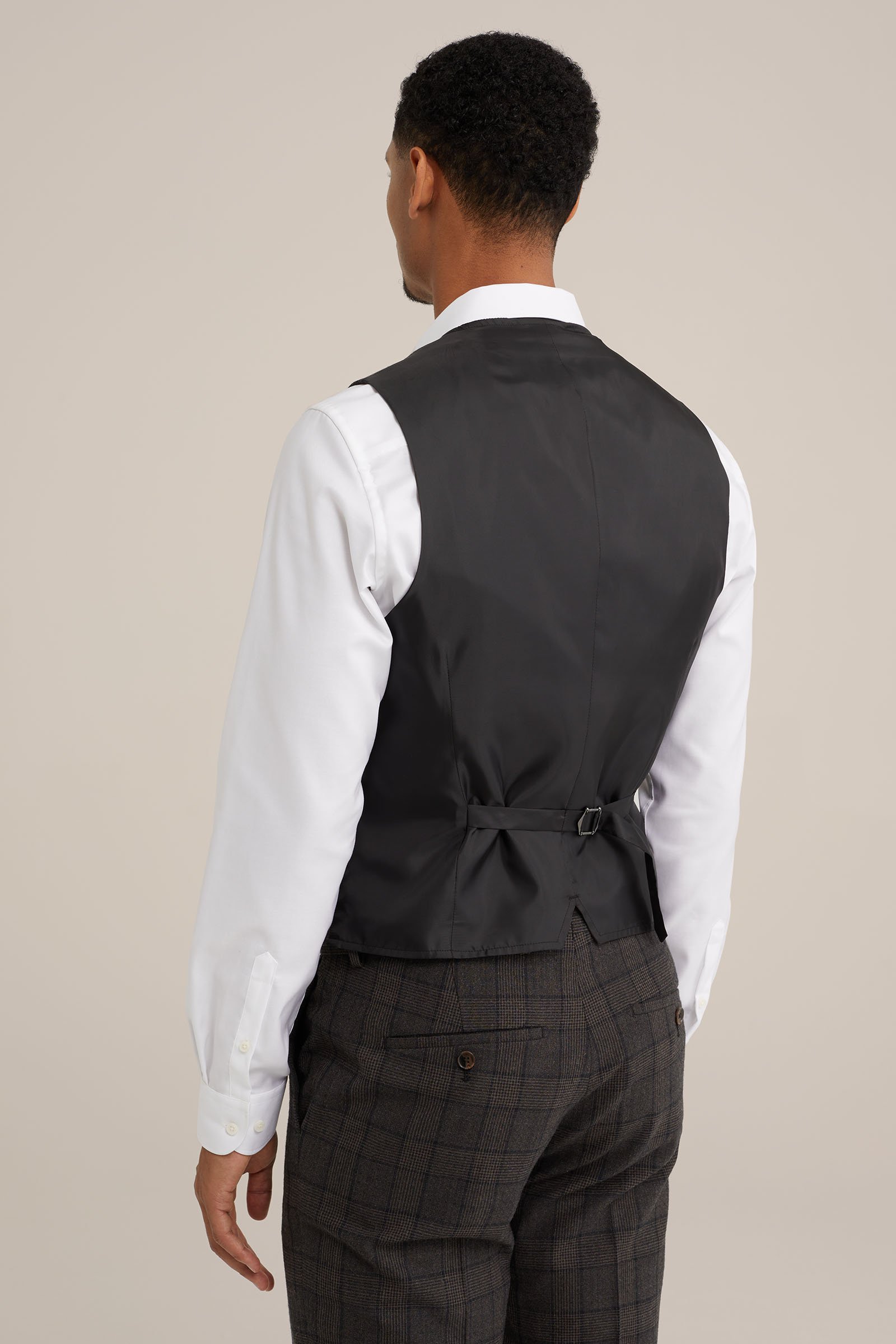 slim fit gilet met ruit Van Gils Bruin