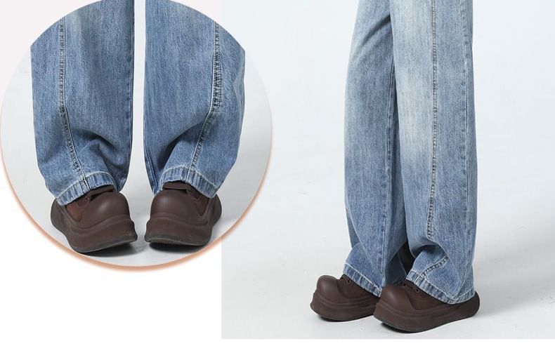 Denimot - High Rise Washed Panel Barrel Leg Jeans (diverse designs)