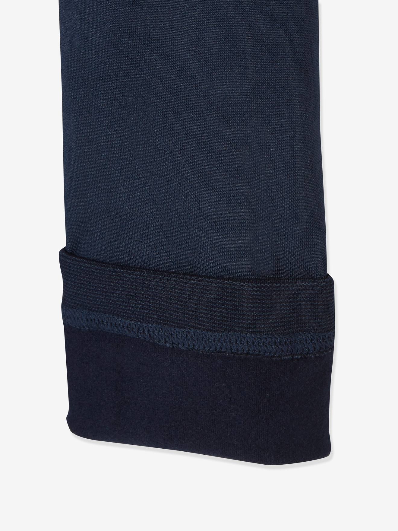 Calça legging de malha polar para meninas, azul médio liso