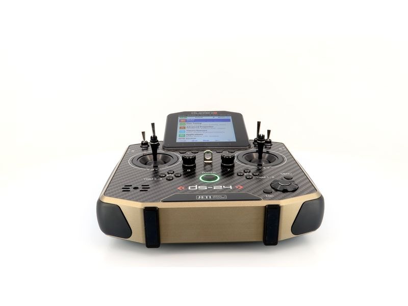 Jeti Fernsteuerung DS-24II Carbon Line Bronze 24 Kanal, Dup Professioneller 24-Kanal-Sender mit Geber auf Rückseite und Carbon-Frontplatte