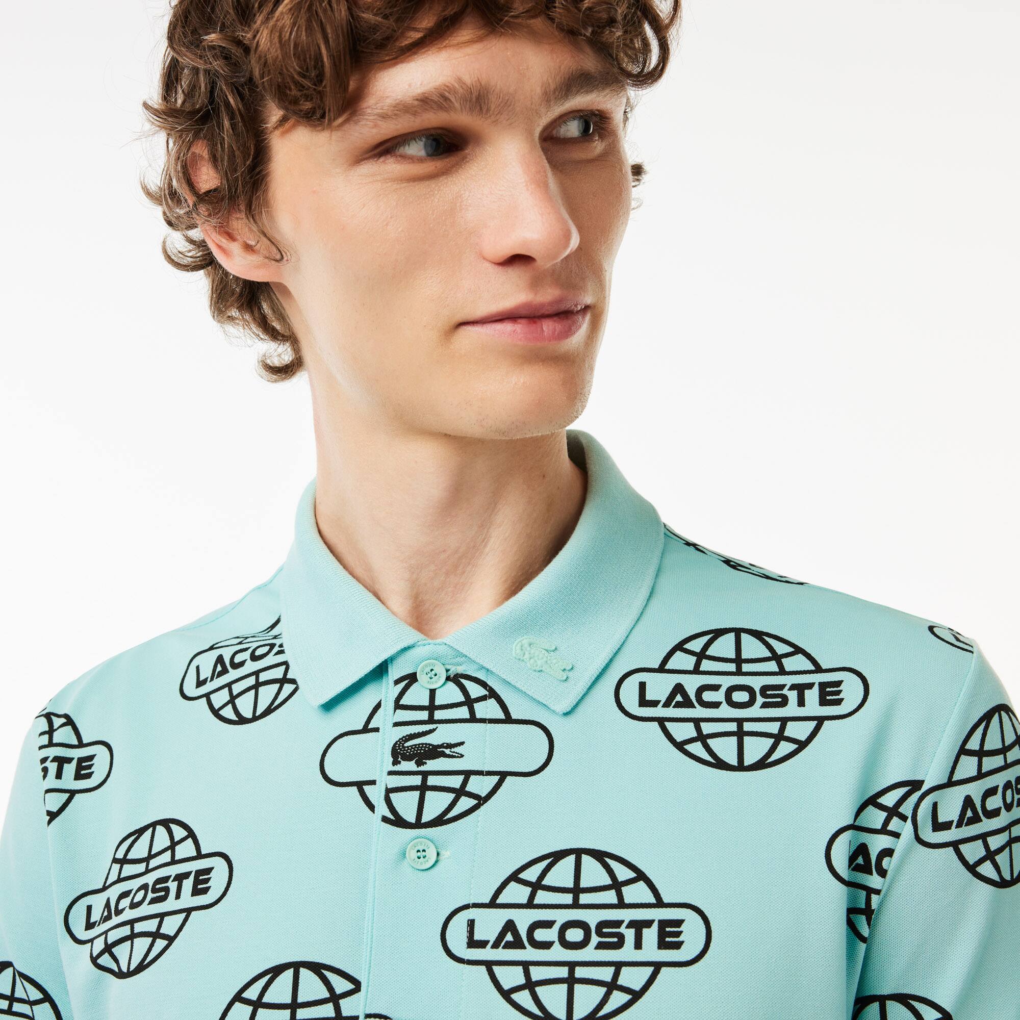 LACOSTE Movement Poloshirt aus leichtem Piqué mit Globe-Aufdruck Kurze Ärmel - Grün - Lacoste - Herren
