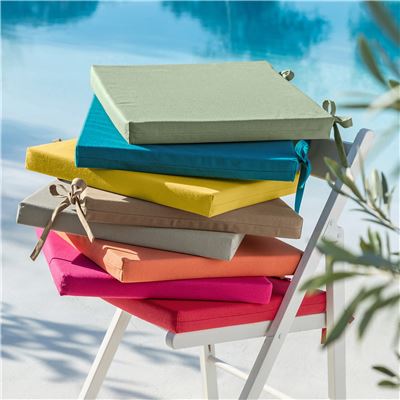 Galette de chaise enduite carrée spécial extérieur - Lot de 2
