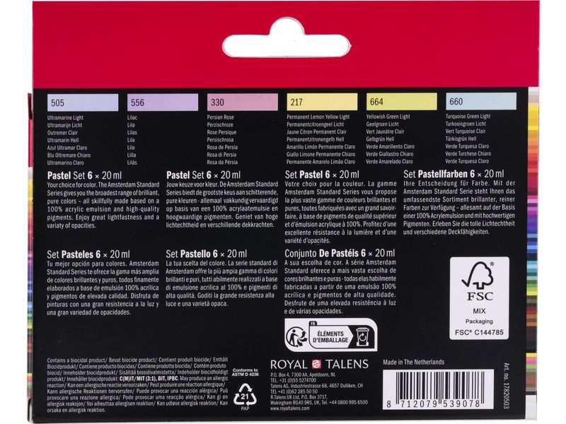 Amsterdam Acrylfarbe Set Pastel 6 Tuben à 20 ml Künstlerfarben