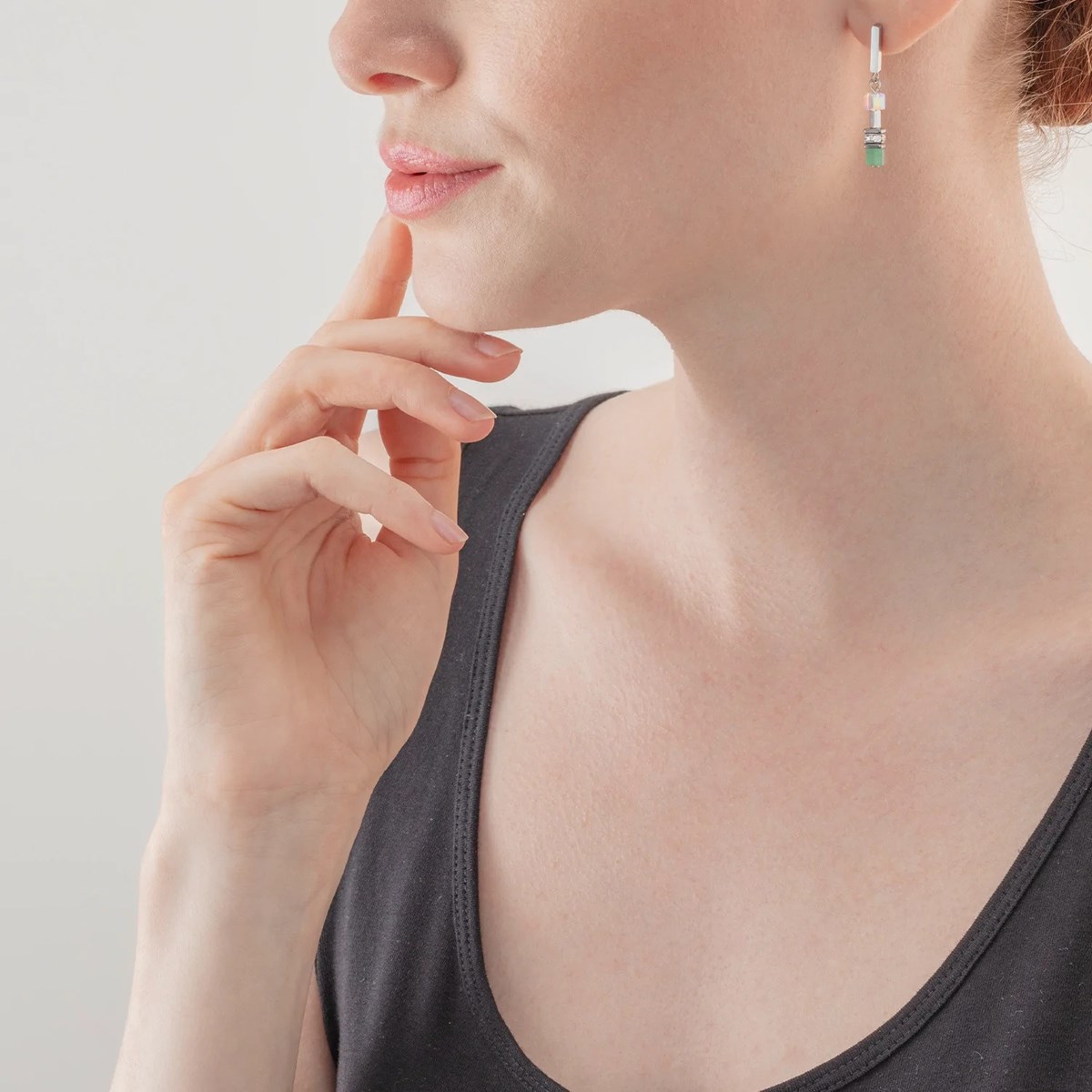 Boucles d'oreilles Coeur de Lion GeoCUBE PreciousFusion Chunky Chain vert clair