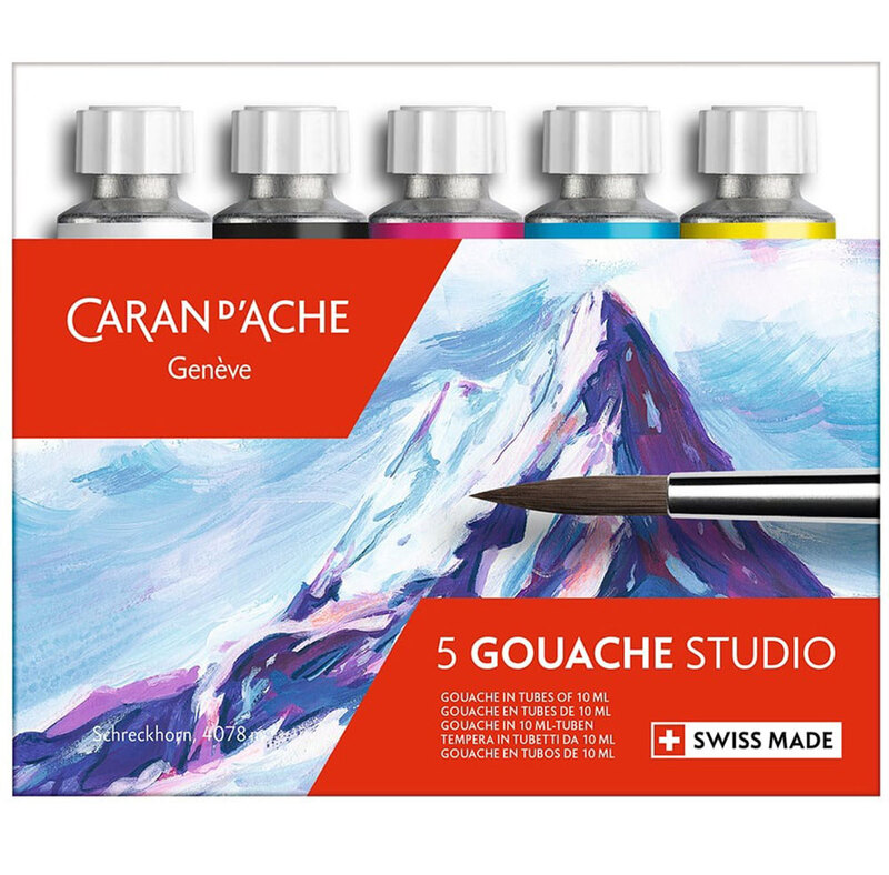 Caran d'Ache Gouache Studio, 5 Stück, 10 ml, assortiert, 5 Stück