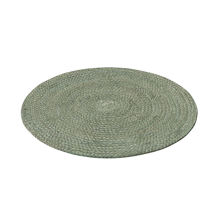 Tapis de bain rond GoodHome Elland coloris thé vert en toile de jute Ø70 cm