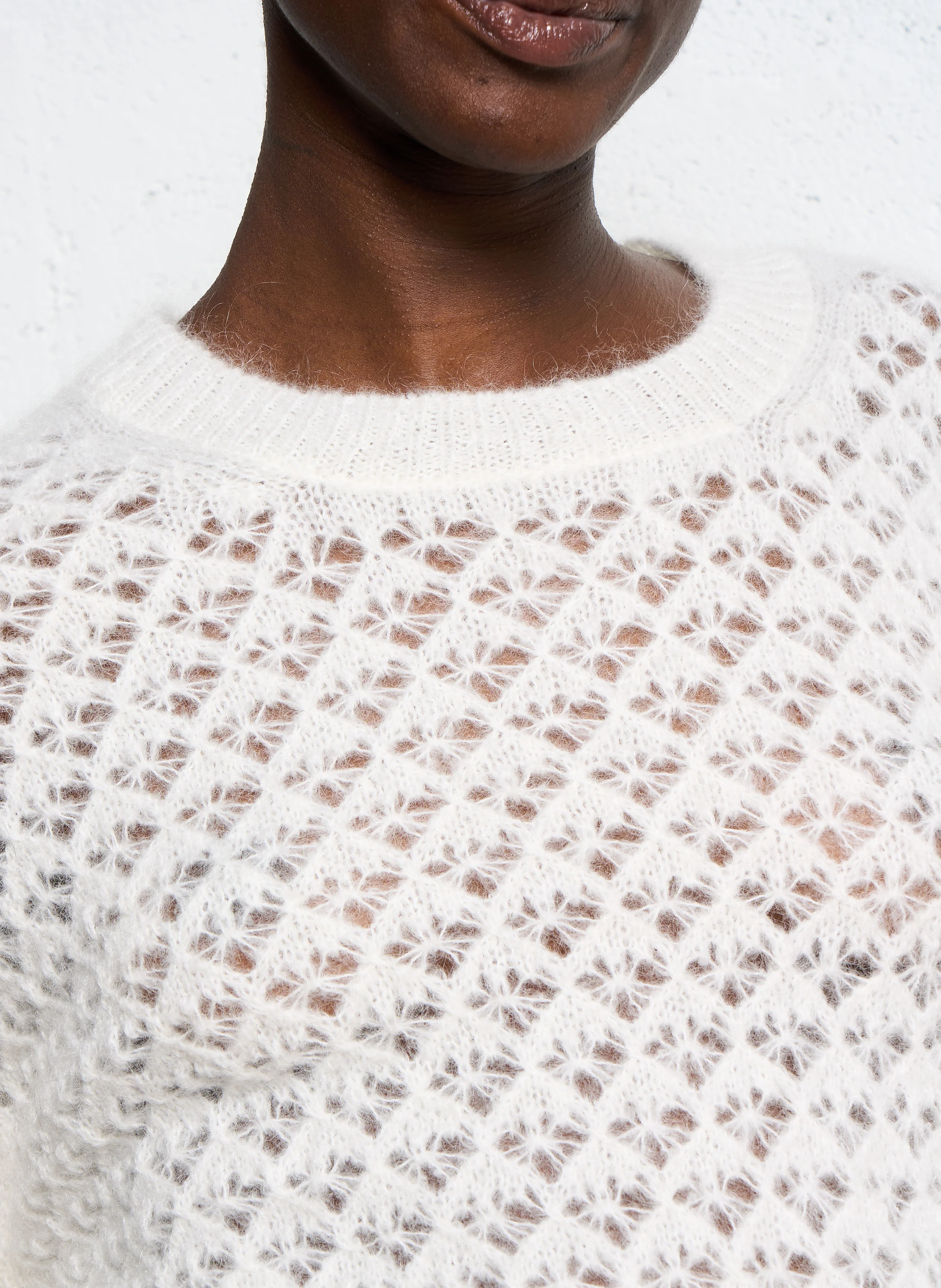 MELCHIA - Pull droit en mohair mélangé | Blanc
