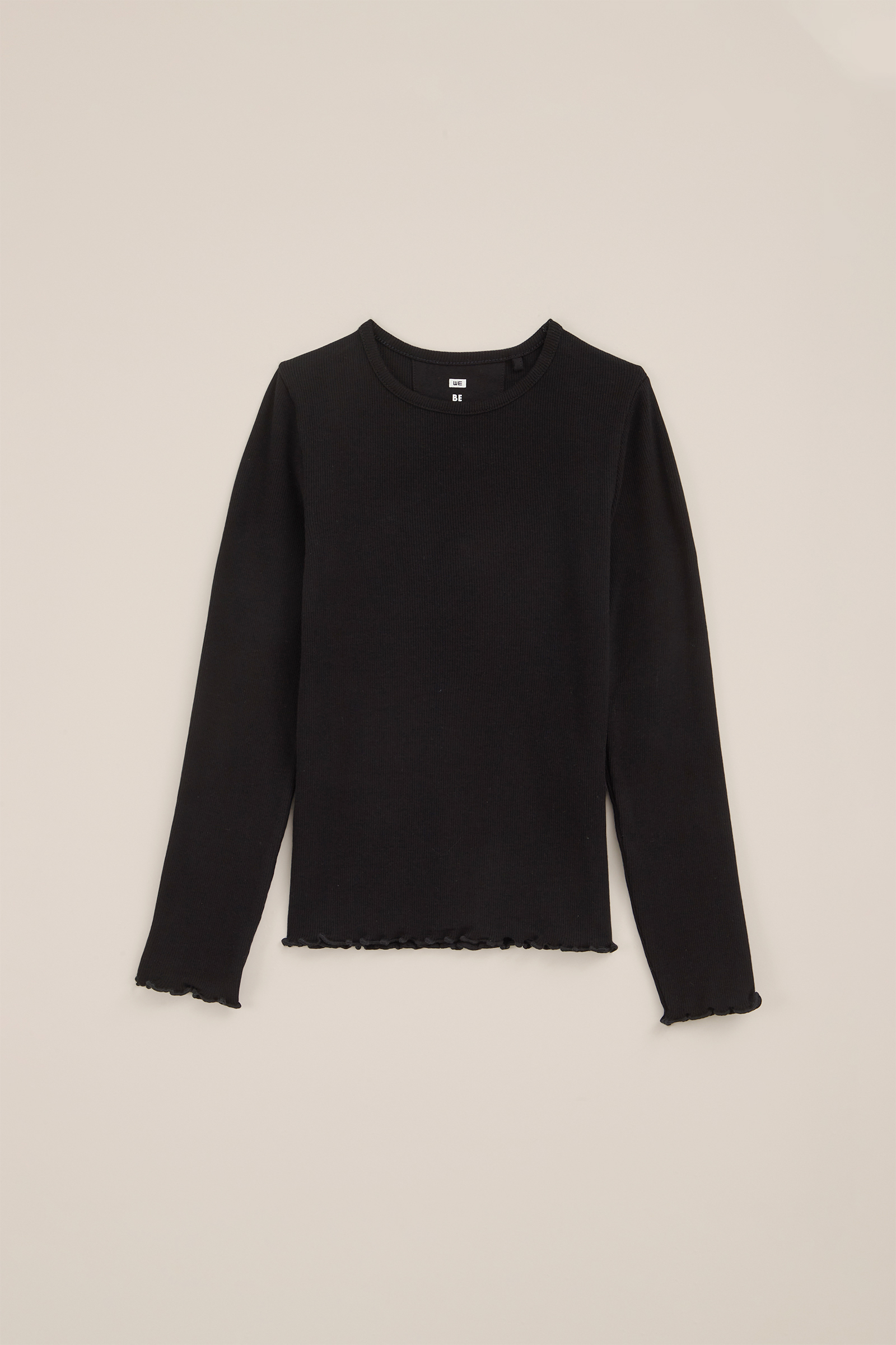 Meisjes T-shirt van ribstof WE Fashion Zwart