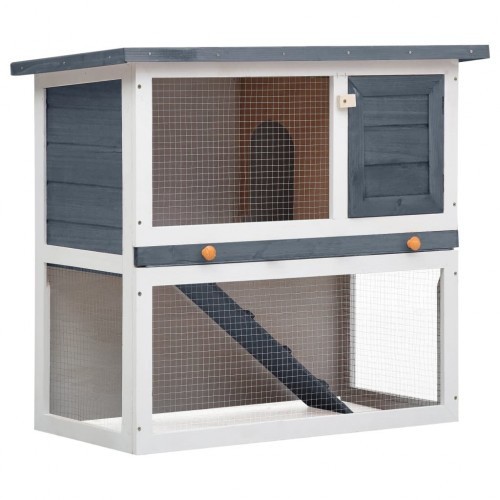 Gaiola externa para coelhos com porta, cinza