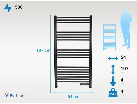 PURLINE - Sèche-serviettes avec minuterie 500w ntw-11b