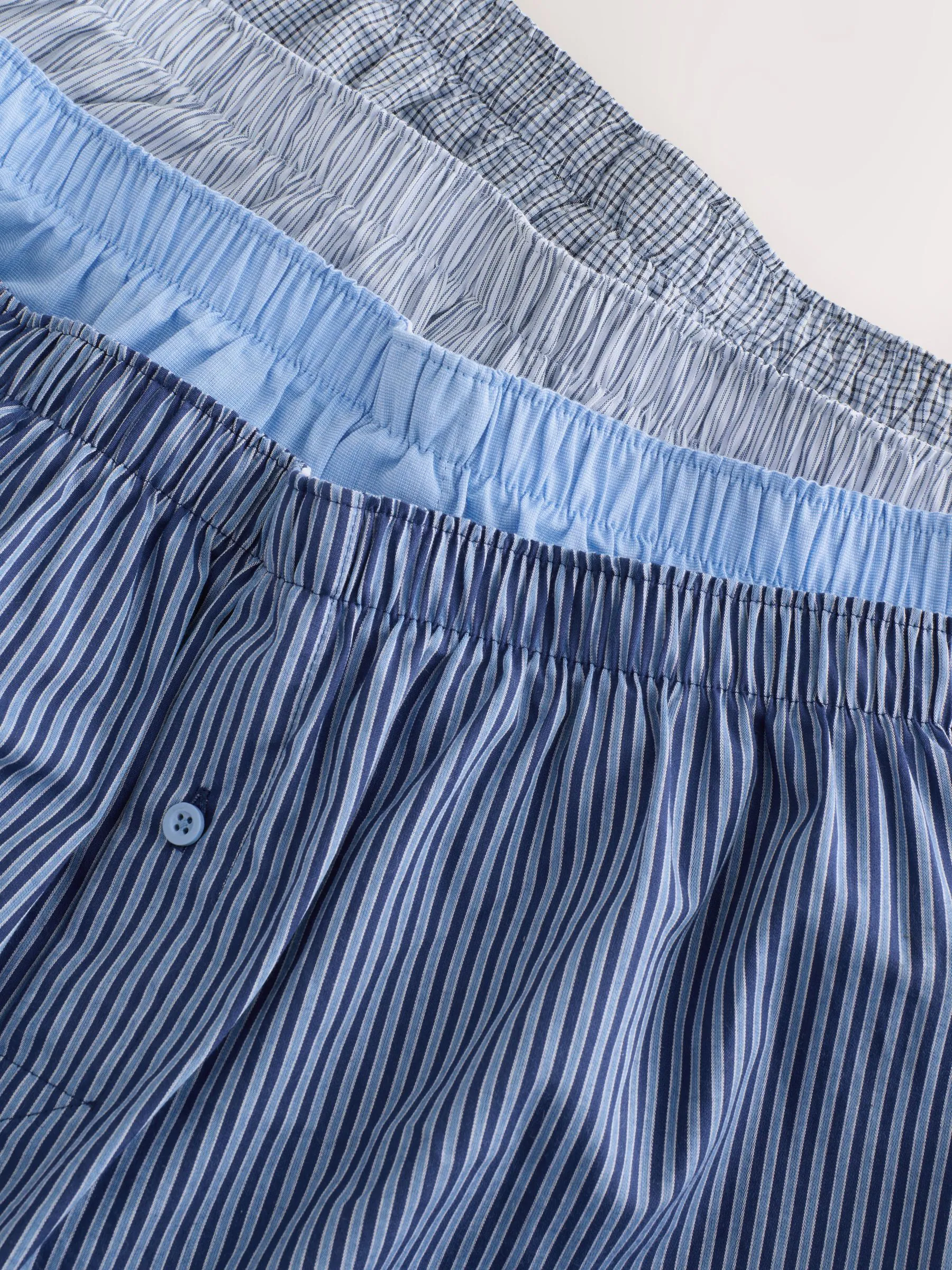 Blauwe gemixte print - Verpakking van 4 - Geweven boxershorts van puur katoen
