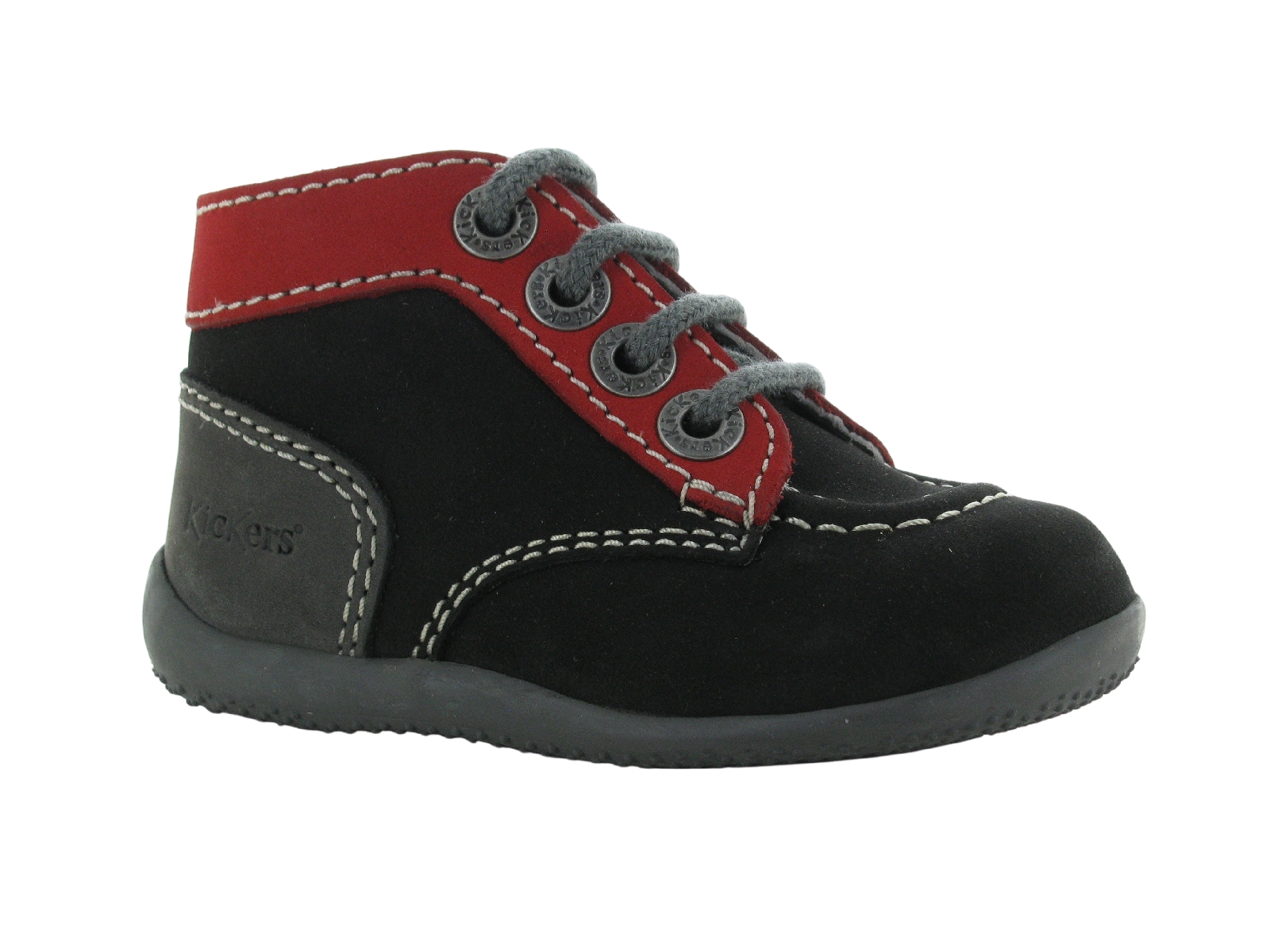 Kickers-BONBON Nubuck Noir Rouge