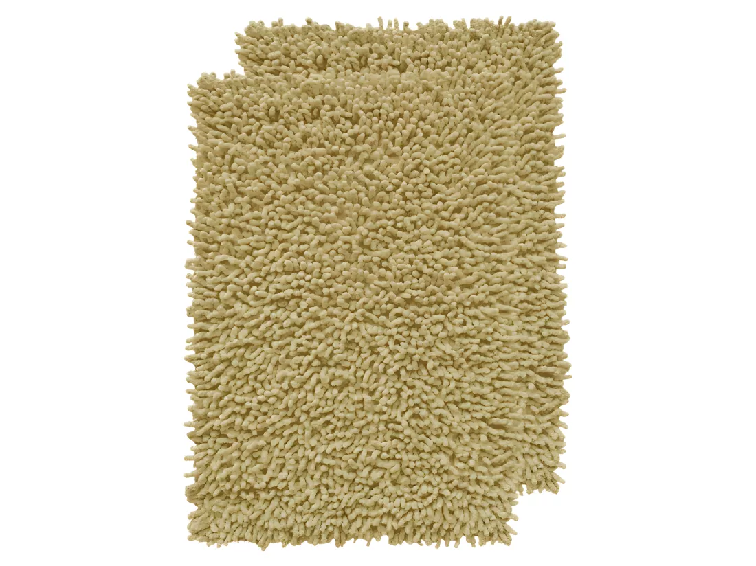 Lot 2 tapis de salle de bain 40 x 60 cm en coton jaune - NAPOLEON