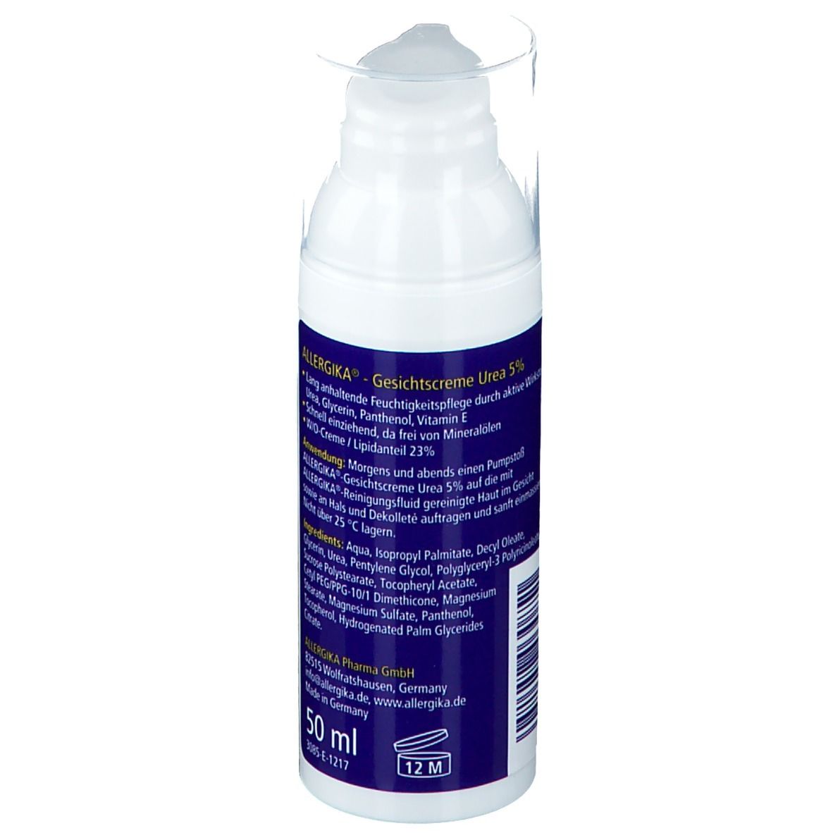 ALLERGIKA® Gesichtscreme Urea 5% - 24h-Feuchtigkeitspflege: Intensiv hydratisierende tägliche Pflege bei trockener, spannender und schuppiger Gesichtshaut für Tag und Nacht