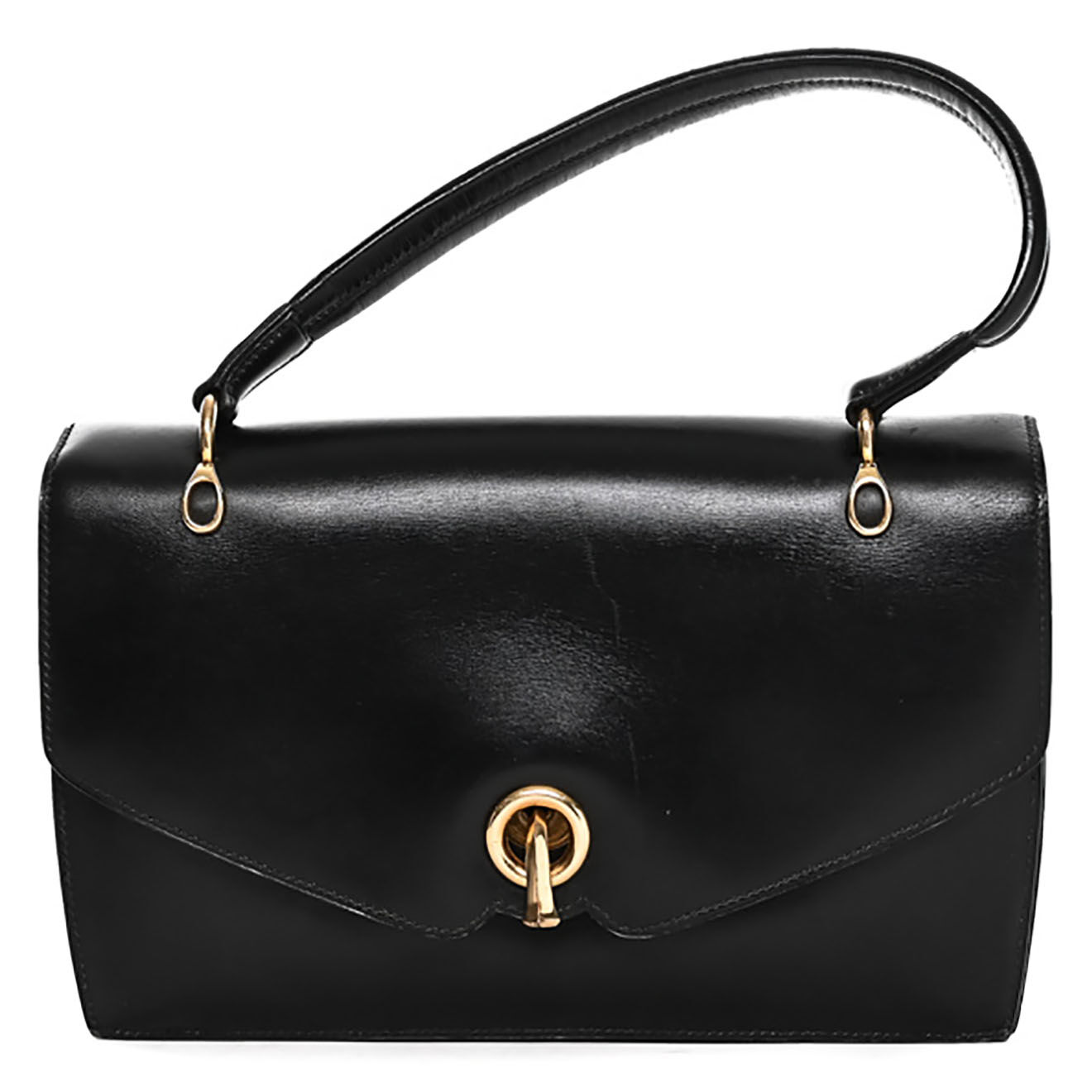 Hermès Sac porté épaule en Cuir Vintage Clou noir - Très bon état - Longueur 24 cm