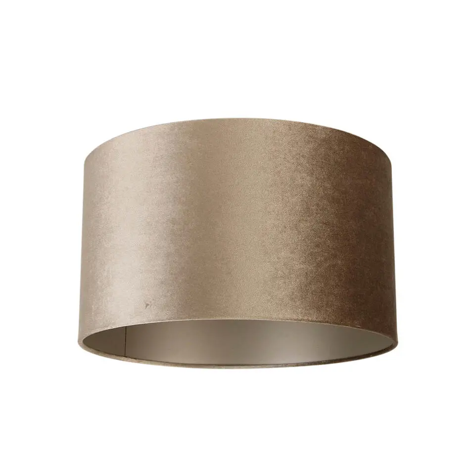 Qazqa lampenkappen cilinder velours taupe