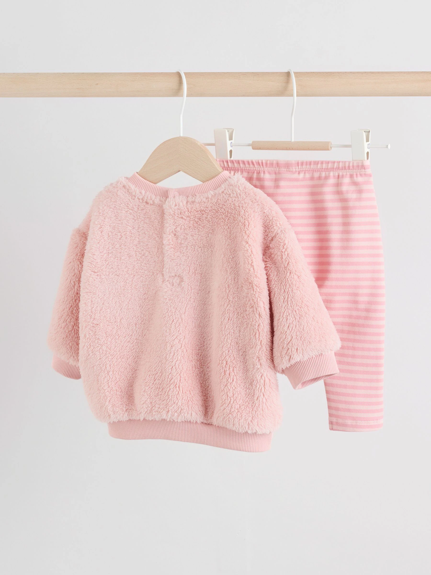 Roze met konijnen - 2 -delige Set van Fleece Tops en Leggings voor Baby''s (0mnd-2jr)