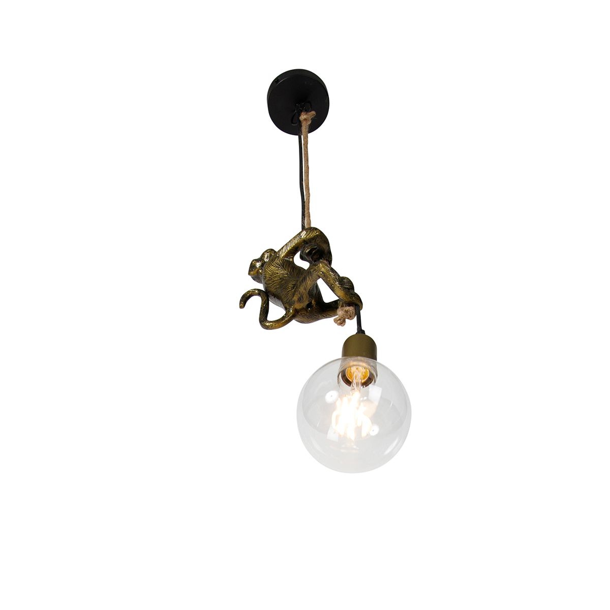 Klassieke hanglamp goud met touw - Animal Monkey