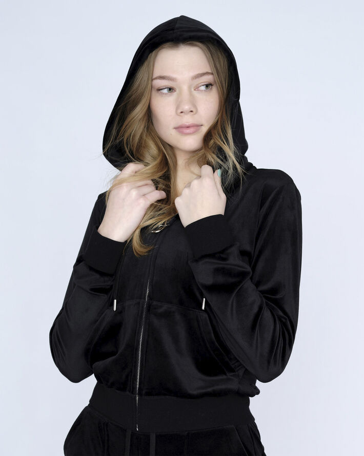 Juicy Couture Robertson Classic Velour Zip Trough Hoodie Black