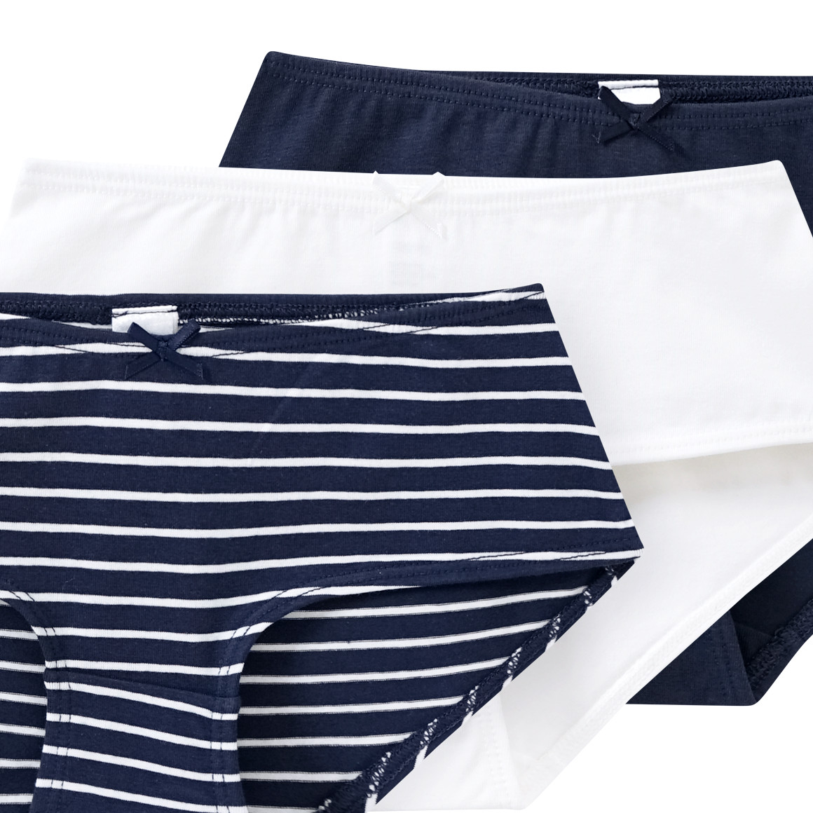 Famy 3 Mädchen Pantys aus Bio-Baumwolle dunkelblau / weiss