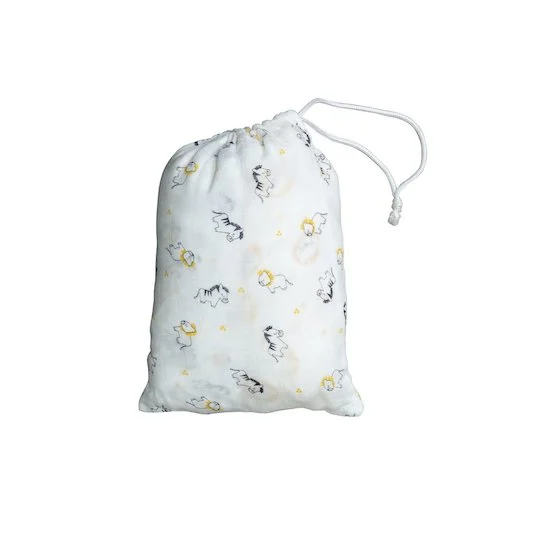 Pluche et Pompon lot de 2 draps housse coton bio   Blanc/Jaune        de               Sauthon Baby's Sweet Home